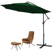 Swanew - 300cm Parasol - parasol jardin, parasol deporté, parasol de balcon, vert - vert