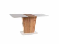 Table à manger extensible blanc et bois 110-145cm