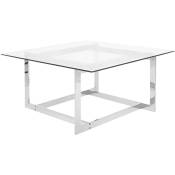 Table Basse avec Plateau en Verre et Cadre en Métal Argenté au Style Moderne et Glamour Beliani Transparent