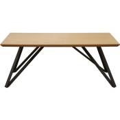Table basse bois massif clair et pieds métal noir