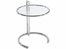 Table d'appoint ronde ajustable - verre et acier -