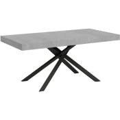 Table extensible 180x90/284 cm Karida Gris Béton cadre Anthracite