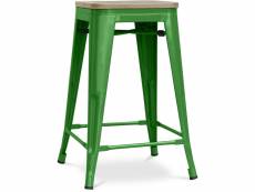 Tabouret de bar design industriel - bois et acier - 61cm - stylix vert