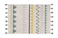 Tapis coton motif indien beige et bleu 120x160