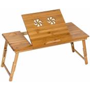 Tectake - Table de lit 72 x 35 x 26 cm - tablette, table de lit pour ordinateur portable, liseuse en bambou - marron
