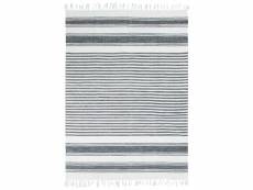 Terra cotton lignes - tapis 100% coton lignes gris-blanc 190x290