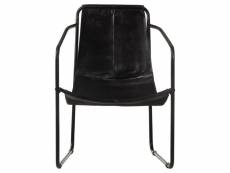 Vidaxl fauteuil de relaxation noir cuir véritable