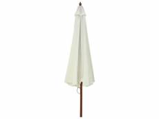 Vidaxl parasol avec mât en bois 330 cm blanc sable 330 cm