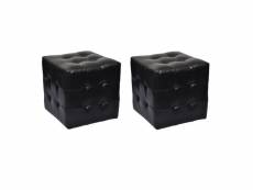 Vidaxl pouf cube capitonné noir (lot de 2) 60740