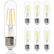 6 pcs Ampoules led E27 Blanc Chaud - Modèle Vintage T30 4W Edison led Lampes, Équivalent 2700K Blanc Chaud, Filament Rétro Lampe Économie D'énergie,
