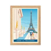 Affiche Paris France - Trocadero avec Cadre (Bois) 30x40 cm