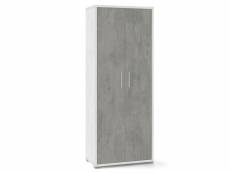 Armoire polyvalente à deux portes ciment blanc 71x41x h182 cm