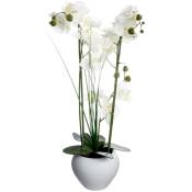 Atmosphera - Orchidée artificielle vase céramique blanc H53cm créateur d'intérieur - Blanc
