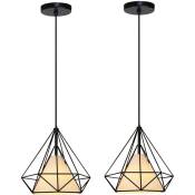 Axhup - Lampe de Plafond Cage Diamant Petit Abat-jour Lustre Suspension Luminaire Rétro Industrielle Lot de 2