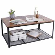 Bakaji - Table basse rectangulaire Canapé lounge Design industriel moderne Bois métal