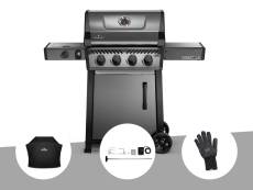 Barbecue à gaz Napoleon Freestyle F425SIB - 4 brûleurs + Sizzle Zone + Housse de protection + Kit rôitissoire + Gant anti-chaleur