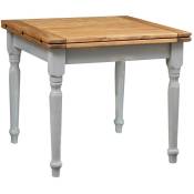 Biscottini - Table extensible en bois massif de tilleul, finition naturelle, châssis grise vieillie, Made in Italy