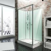 Cabine de douche intégrale avec porte coulissante, verre 5 mm, cabine de douche complète Ibiza Schulte 90 x 160 cm, paroi latérale à droite,