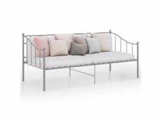 Cadre de canapé-lit gris métal 90x200 cm