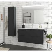 Caesaroo - Meuble de salle de bain suspendu 100 cm Ulisse en bois Noir mat avec lavabo en porcelaine 100 cm - Standard