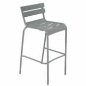 Chaise de bar Luxembourg / H 80 cm - Aluminium - Fermob gris en métal