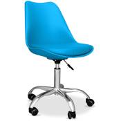Chaise de bureau à roulettes - Chaise de bureau pivotante - Tulip Turquoise - Acier, pp, Metal, Plastique, Nylon - Turquoise