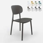 Chaise de cuisine et d'extérieur design moderne en polypropylène Nantes Couleur: Gris foncé