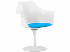 Chaise de salle à manger avec accoudoirs - chaise pivotante blanche -tulipan turquoise