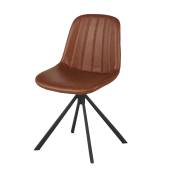 Chaise rotative en textile enduit marron et métal noir