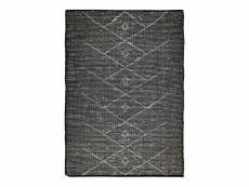 Chic tribal - tapis en jonc de mer motif tribal noir 120x170