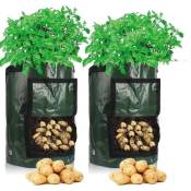 Csparkv - Sac de Culture de Pommes de Terre Croissance, 2 pcs 10 Gallons Sac de Legumes, 35 x 45 cm en Tissu Durable avec Rabat et poignée