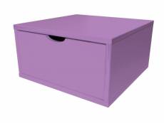 Cube de rangement bois 50x50 cm + tiroir lilas CUBE50T-Li