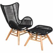 Ebuy24 - Tingeling Chaise longue, noir, acacia.