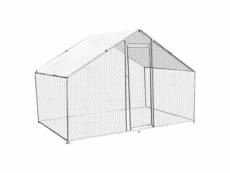 Enclos poulailler extérieur 4mx2mx2m volière acier galvanisé volaille cage animal chien lapin canard bâche toit gratis 25816