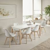 Fanmuebles - Table de cuisine extensible Salamanque blanche Table de cuisine extensible blanche 80 cm (largeur) x 75 cm (hauteur) x 120 - 180 cm