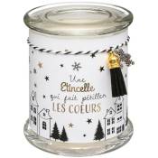 Fééric Lights And Christmas - Bougie Parfumée Pot en verre imprimé avec Déco 265 g - Feeric Christmas - Blanc et Noir