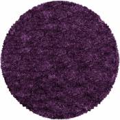 Fluffy - Tapis Rond Shaggy Poils Longs Fibre Doux moelleux (Violet - 80x80cm)