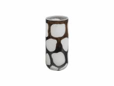 Handmade vase - verre - noir/blanc - 28x12x12 - woood