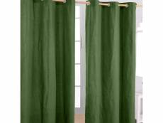 Homescapes paire de rideaux à oeillets uni vert foncé 100% coton prêt à poser 137 x 228 cm KT1427C