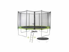 Kangui trampoline twin o 360cm - vert - avec filet, echelle, couverture de protection KANTW360V