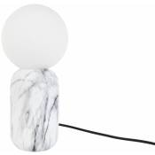 Lampe à poser design boule Gala effet marbré - Diamètre 15 cm Hauteur 32 cm - Blanc