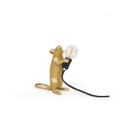 Lampe à poser doré et noir 13 x 14,5 cm Mouse debout - Seletti