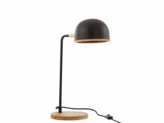 Lampe de bureau evy metal-bois noir-naturel - l 23