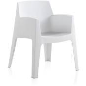 Lot de 12 chaises de jardin empilables en résine coloris Blanc - Longueur 67 x Profondeur 60 x Hauteur 82 cm Pegane