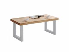 Matika - table basse relevable bois et acier blanc