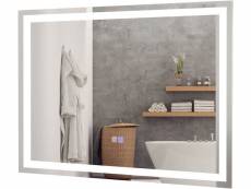 Miroir de salle de bain led 80 x 60 cm, avec luminosité et température de couleur réglables, interrupteur tactile anti-buée