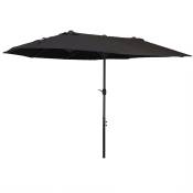 Outsunny Parasol de jardin XXL parasol grande taille ouverture fermeture manivelle acier polyester haute densité noir