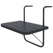Outsunny Table de balcon suspendue en aluminium pliable plateau rectangulaire hauteur réglable dim. 60L x 40l x 55-64H cm noir