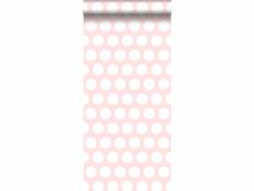 Papier peint à motif de petits points blanc et rose clair - 128859 - 53 cm x 10,05 m 128859