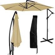 Parasol de Jardin 300 cm avec dispositif à manivelle, couverture incluse, beige - Stilista